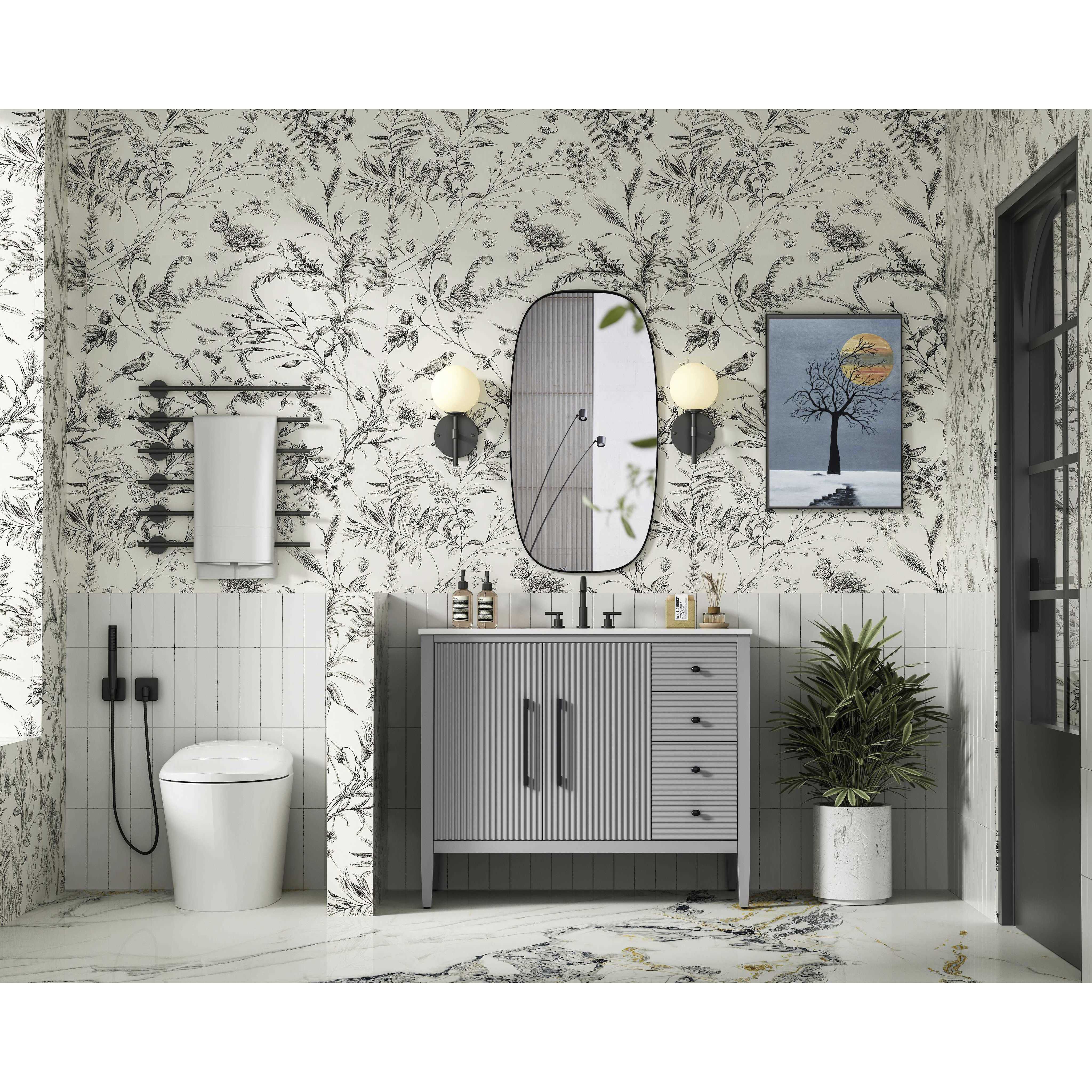 Blakely 42 X 34 inch Grey Bathroom Vanity Cabinet