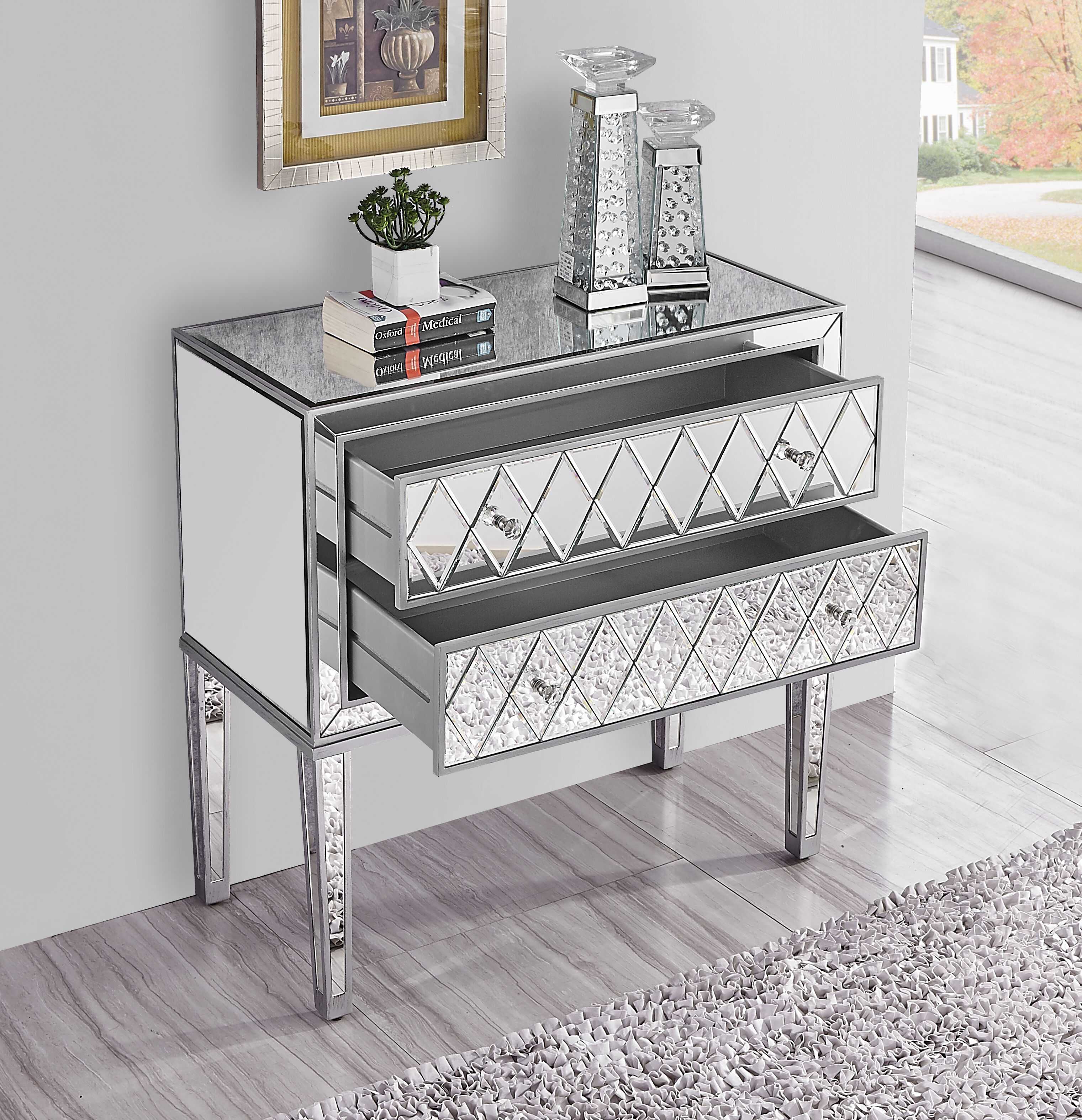 Reflexion 34 X 34 inch Antique Hand Rubbed Silver Nightstand