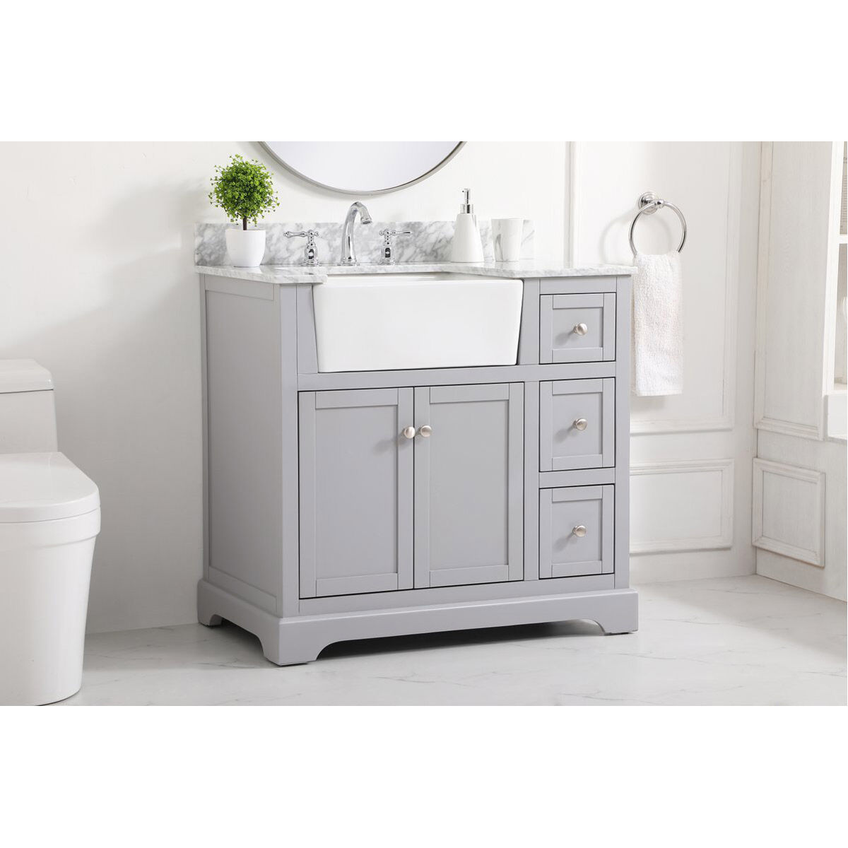 Franklin 36 X 22 X 35 inch Grey Bathroom Vanity Cabinet