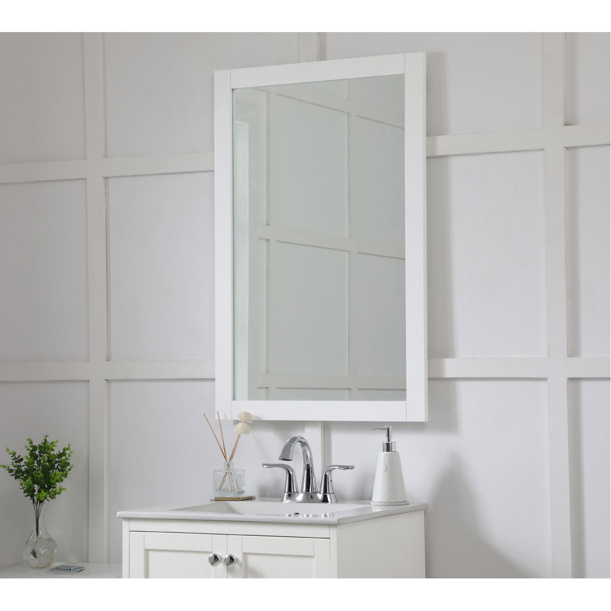 Aqua 36 X 24 inch White Wall Mirror