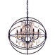 Geneva 6 Light 25 inch Dark Bronze Pendant Ceiling Light in Golden Teak, Urban Classic