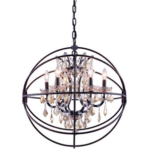 Geneva 6 Light 25 inch Dark Bronze Pendant Ceiling Light in Golden Teak, Urban Classic