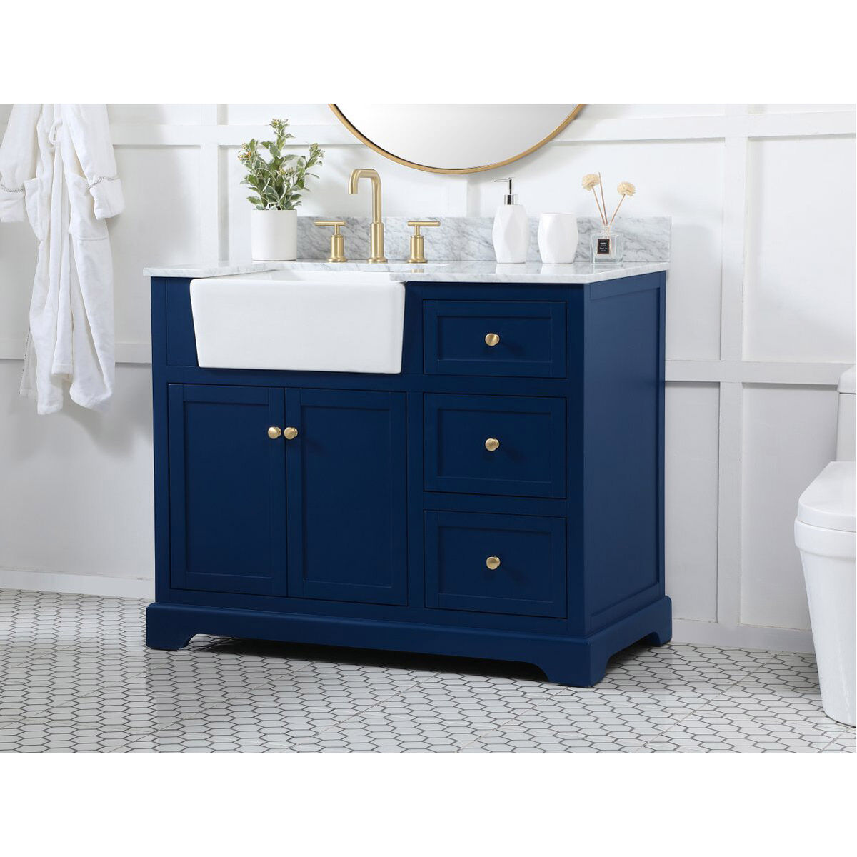 Franklin 42 X 22 X 35 inch Blue Bathroom Vanity Cabinet