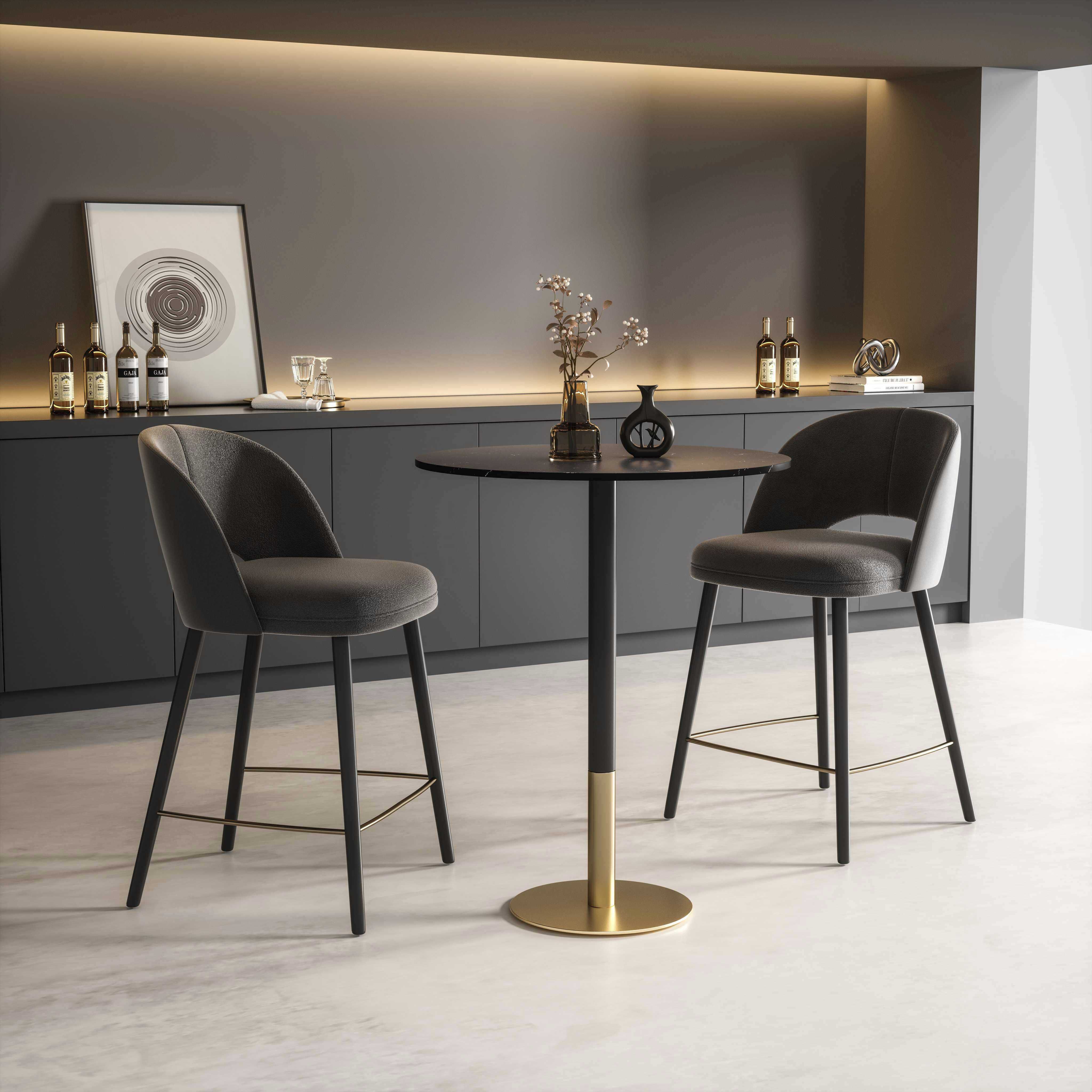 Ronan 39.5 X 31.5 inch Black and Gold Pub Table