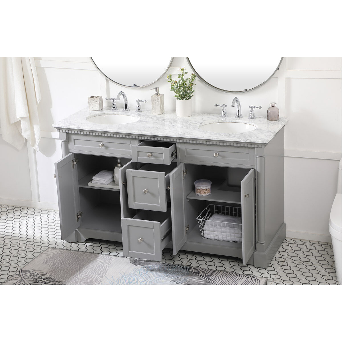 Clarence 60 X 22 X 35 inch Grey Vanity Sink Set