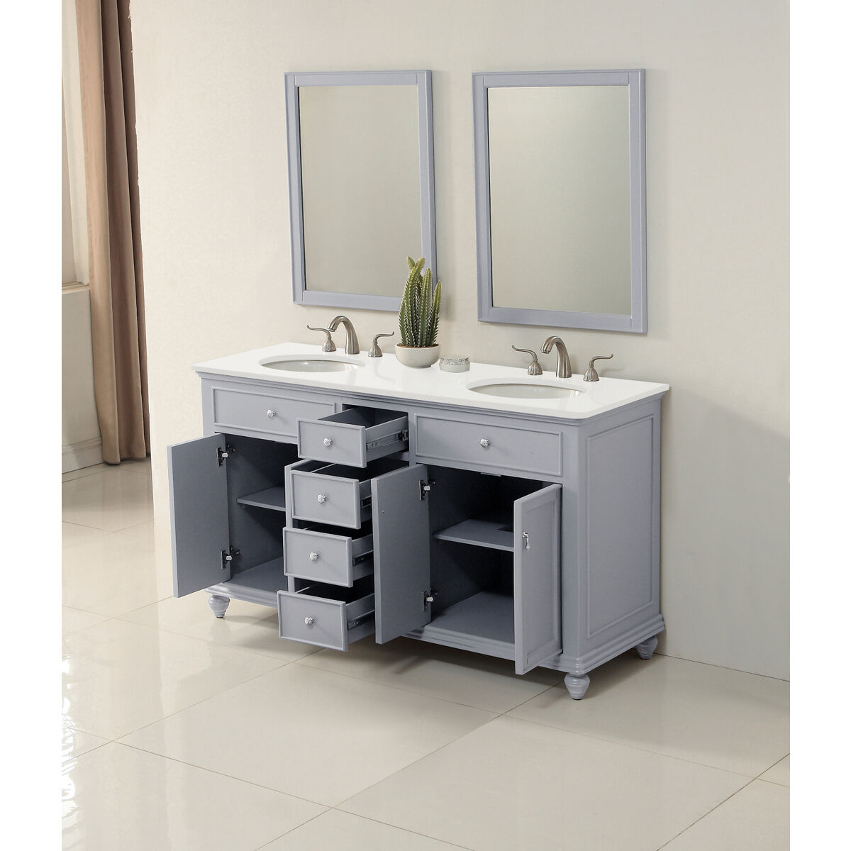 Otto 60 X 21 X 35 inch Grey Vanity Sink Set