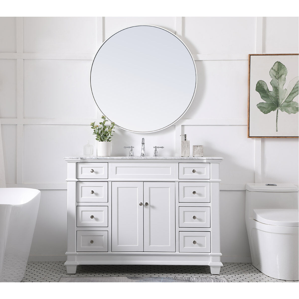 Wesley 48 X 22 X 35 inch White Vanity Sink Set