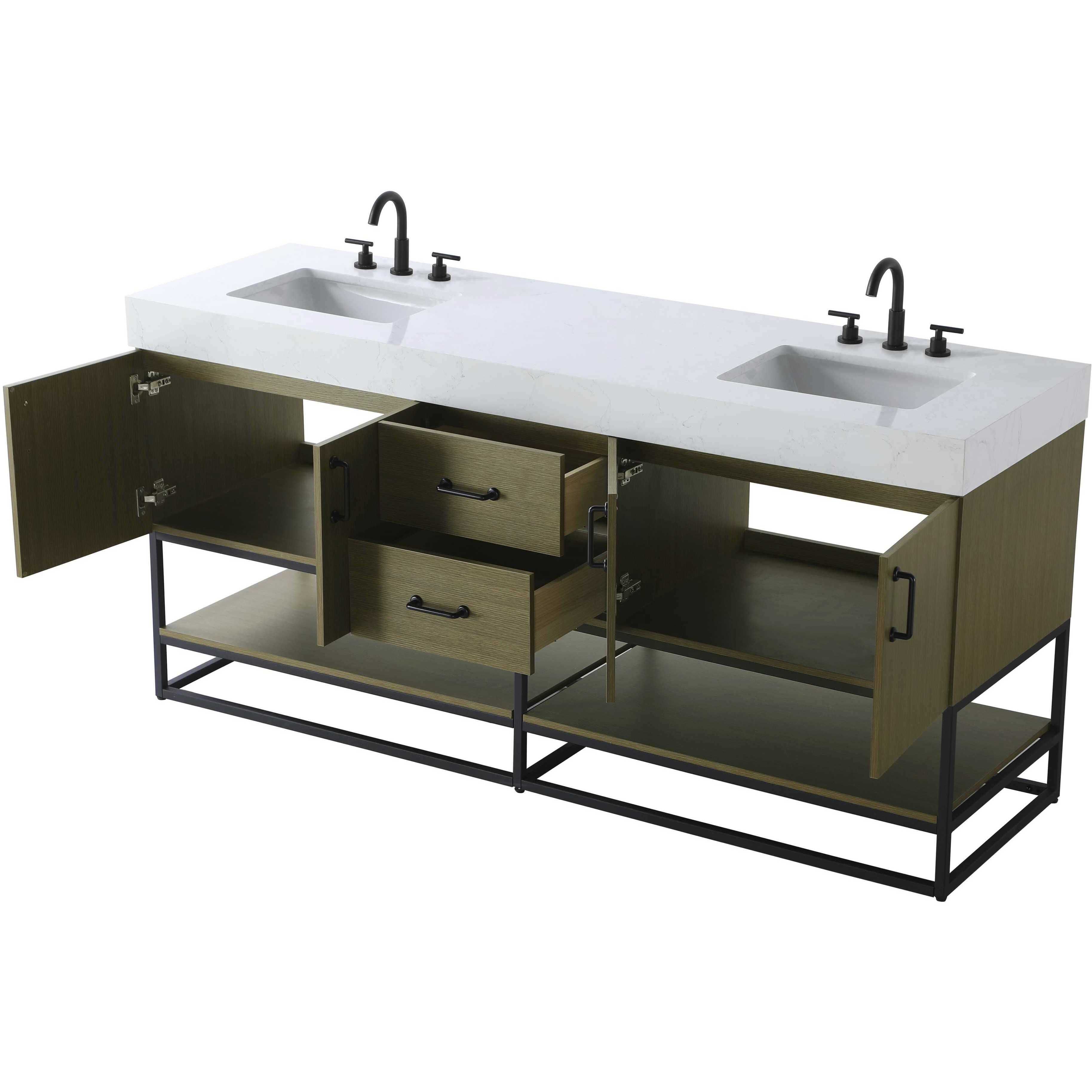 Caroline 72 X 34 inch Chestnut Brown Bathroom Vanity Cabinet