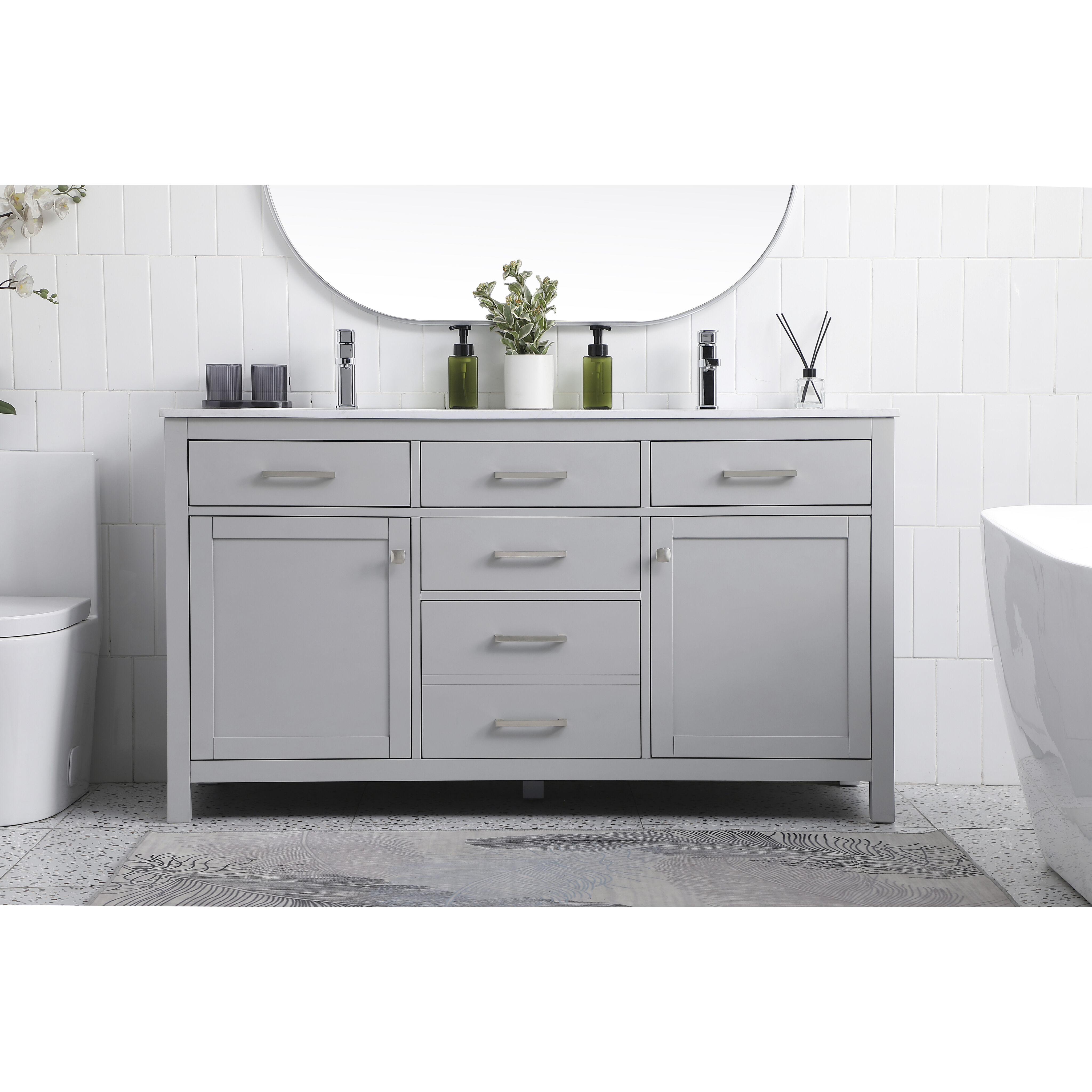 Lewis 60 X 22 X 34 inch Grey Vanity Sink Set