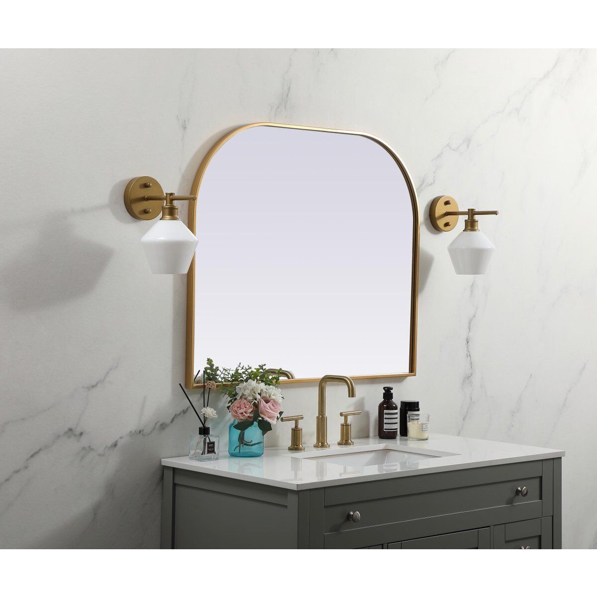 Blaire 36 X 30 inch Brass Mirror