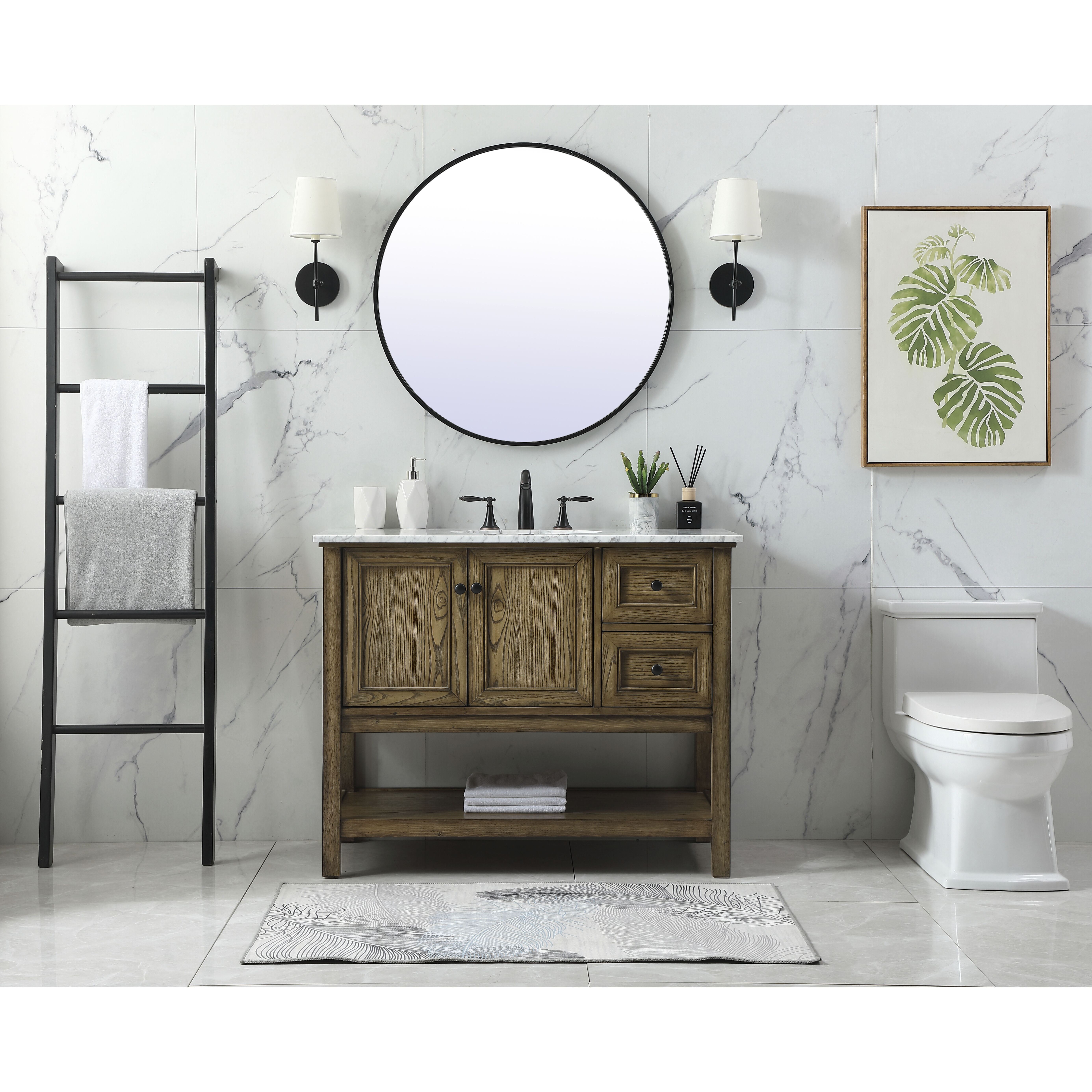 Metropolis 42 X 22 X 34 inch Driftwood Vanity Sink Set
