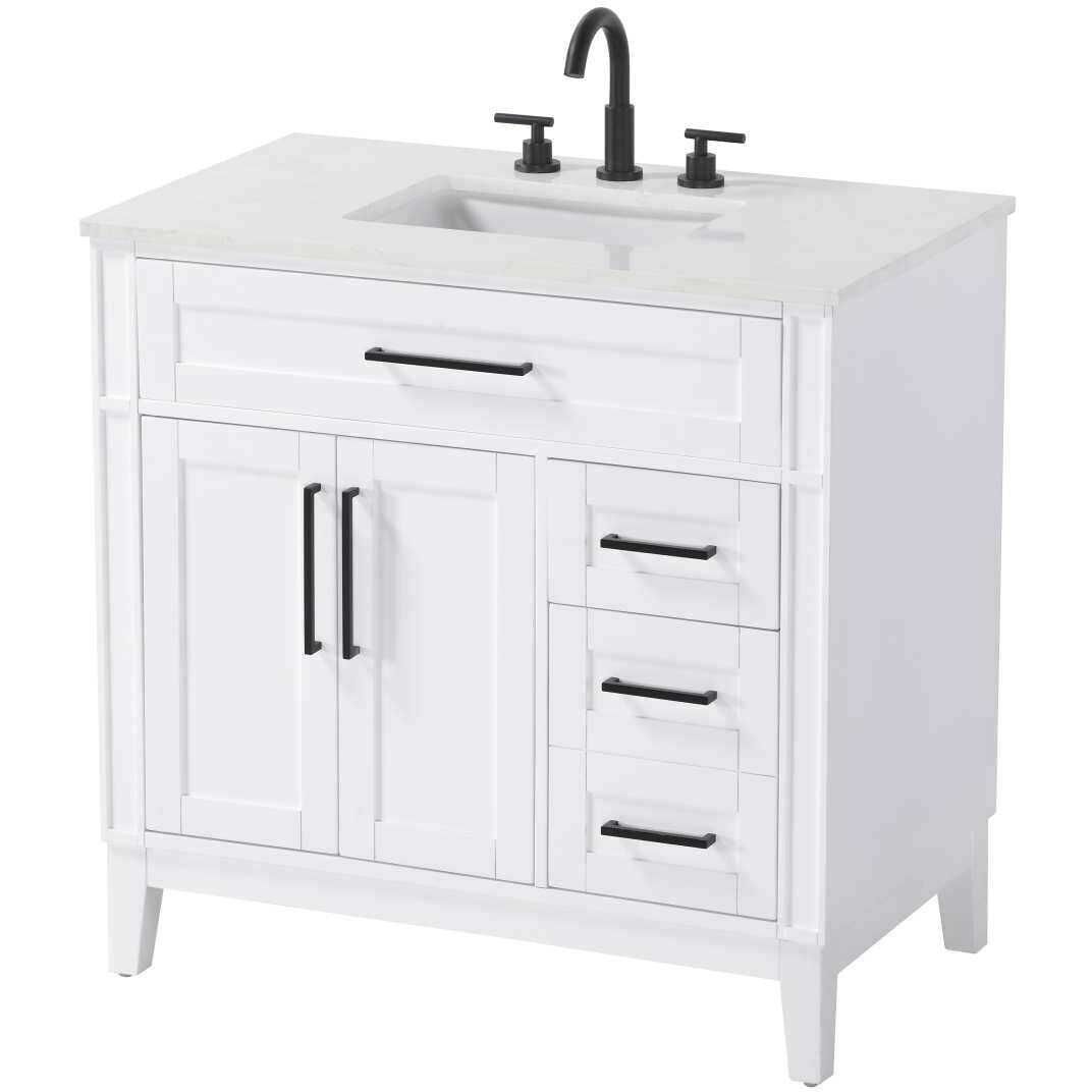 Virginia 36 X 35 inch White Bathroom Vanity Cabinet