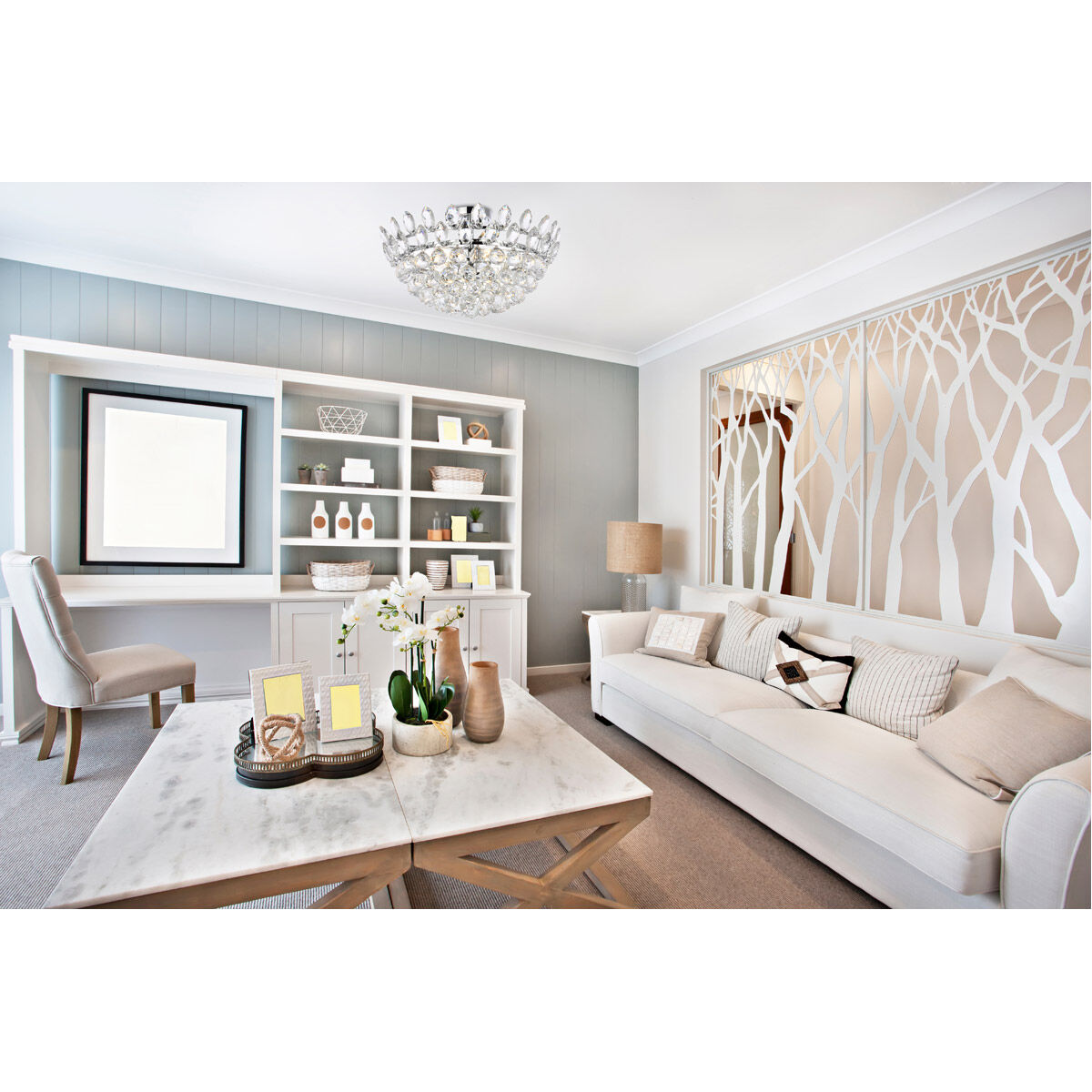 Emilia 5 Light 20 inch Chrome Flush Mount Ceiling Light