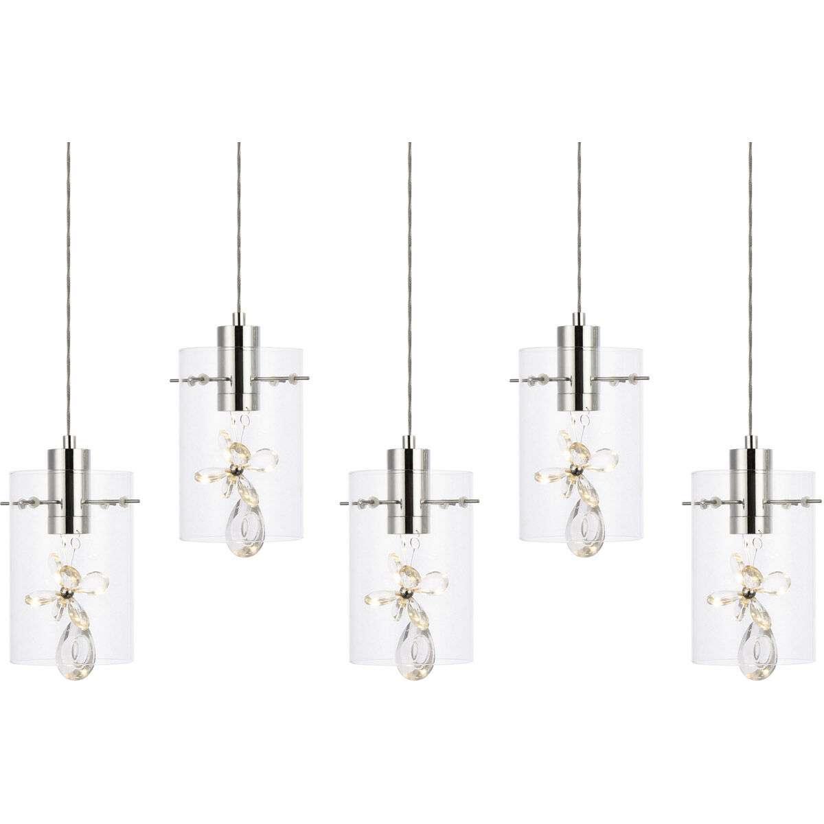 Hana 5 Light 36 inch Chrome Linear Pendant Ceiling Light