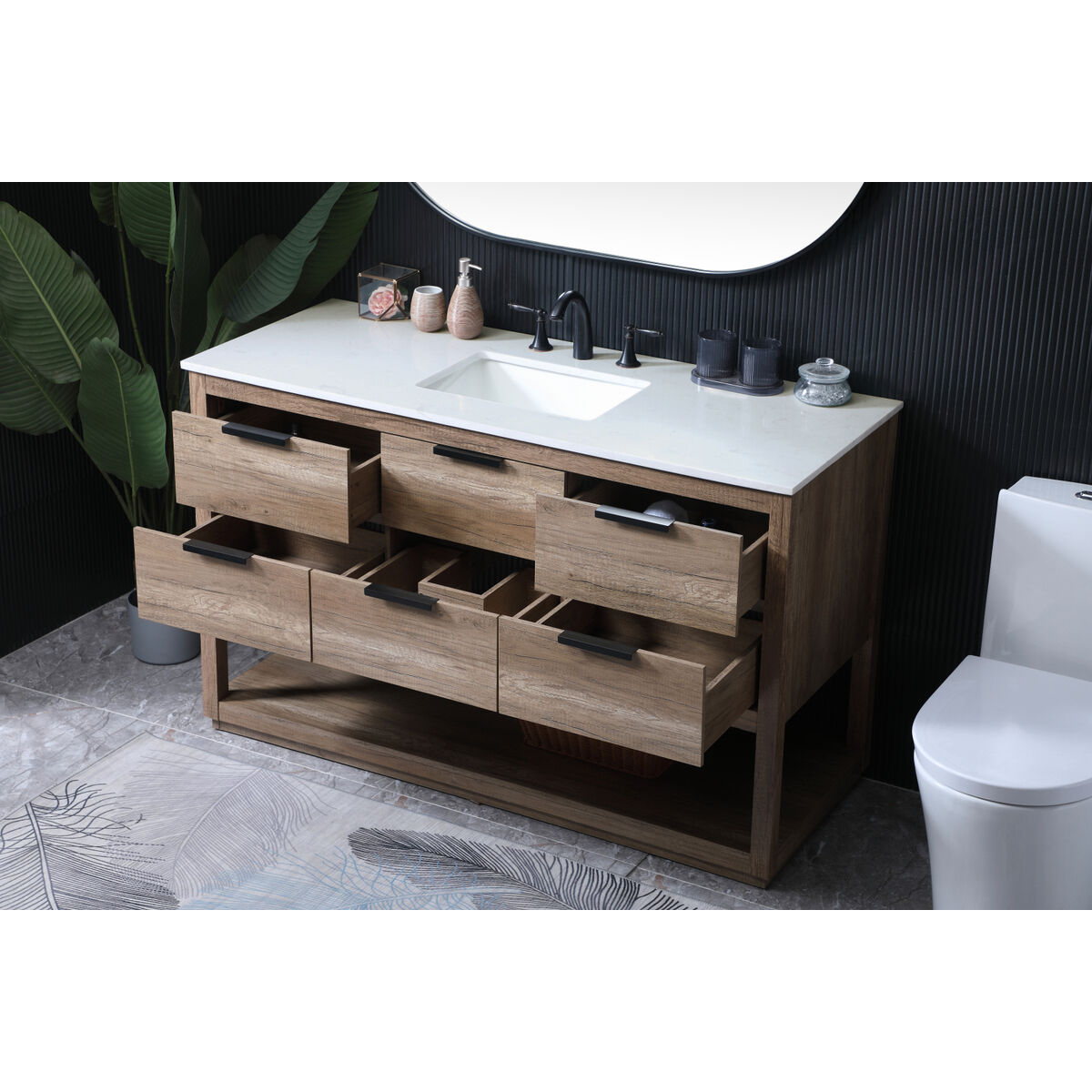 Larkin 54 X 22 X 34 inch Natural Oak Vanity Sink Set