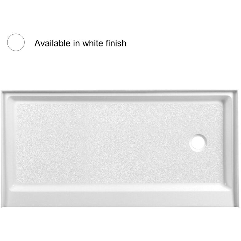 Laredo Glossy White Shower Base in 60 x 30 Right Drain