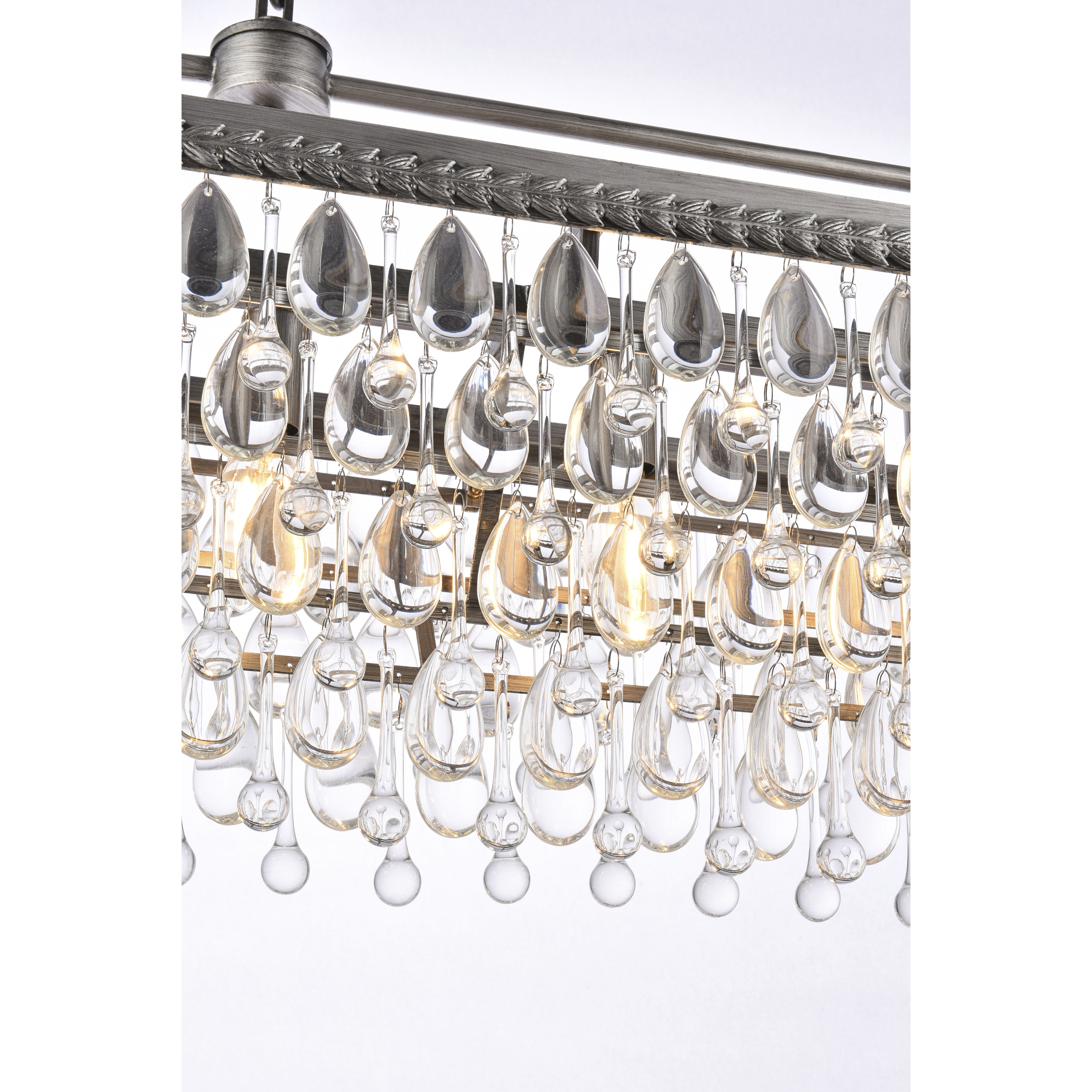 Nordic 6 Light 40 inch Antique Silver Linear Pendant Ceiling Light in Antique Sliver