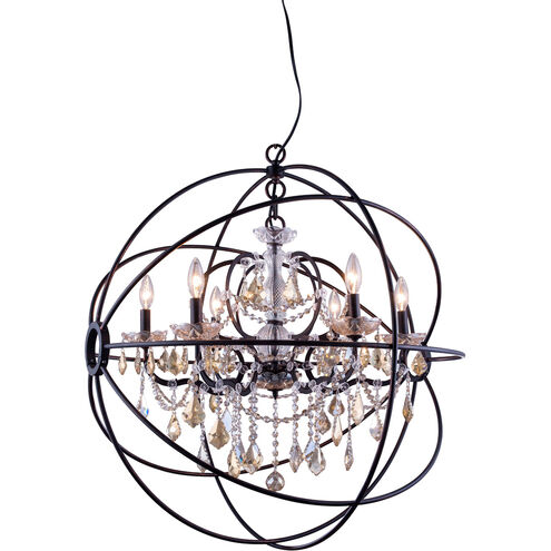 Geneva 6 Light 32 inch Dark Bronze Pendant Ceiling Light in Golden Teak, Urban Classic