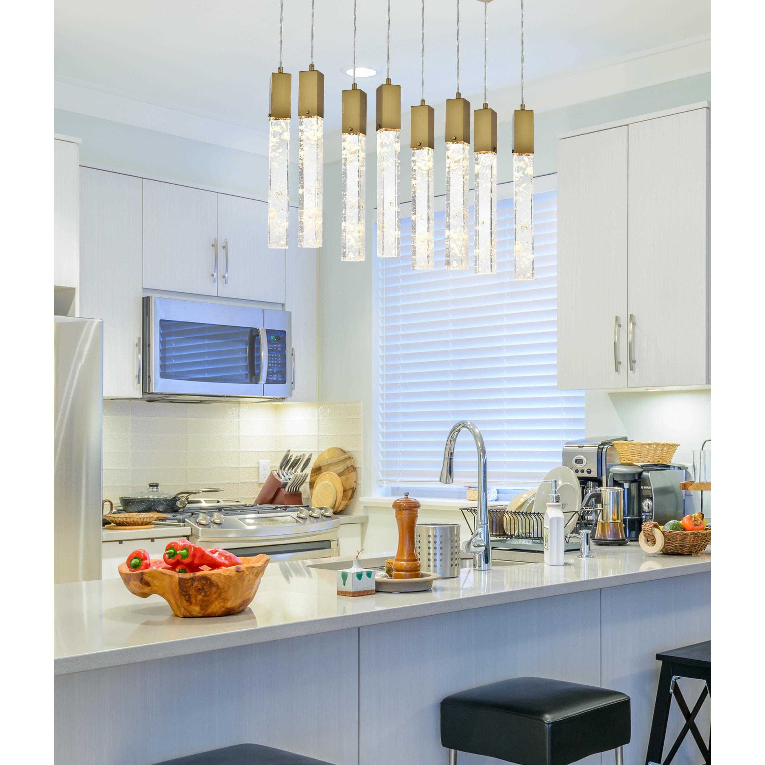 Aurora 8 Light 12 inch Satin Gold Pendant Ceiling Light