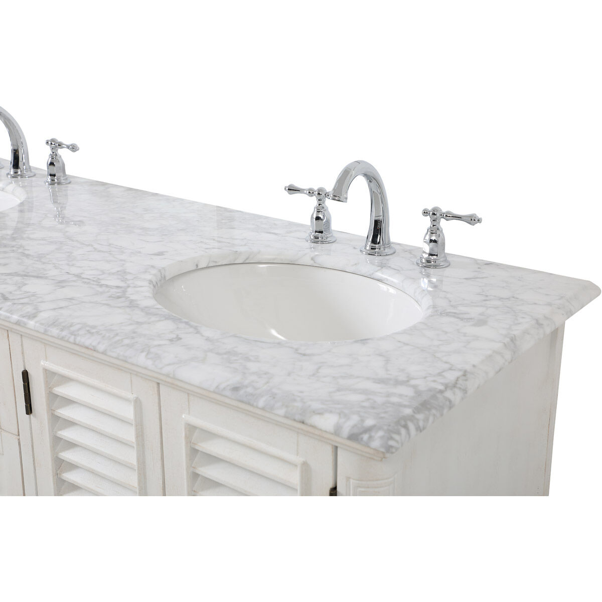 Rhodes 60 X 60 X 35 inch Antique White and Brushed Nickel Vanity Sink Set