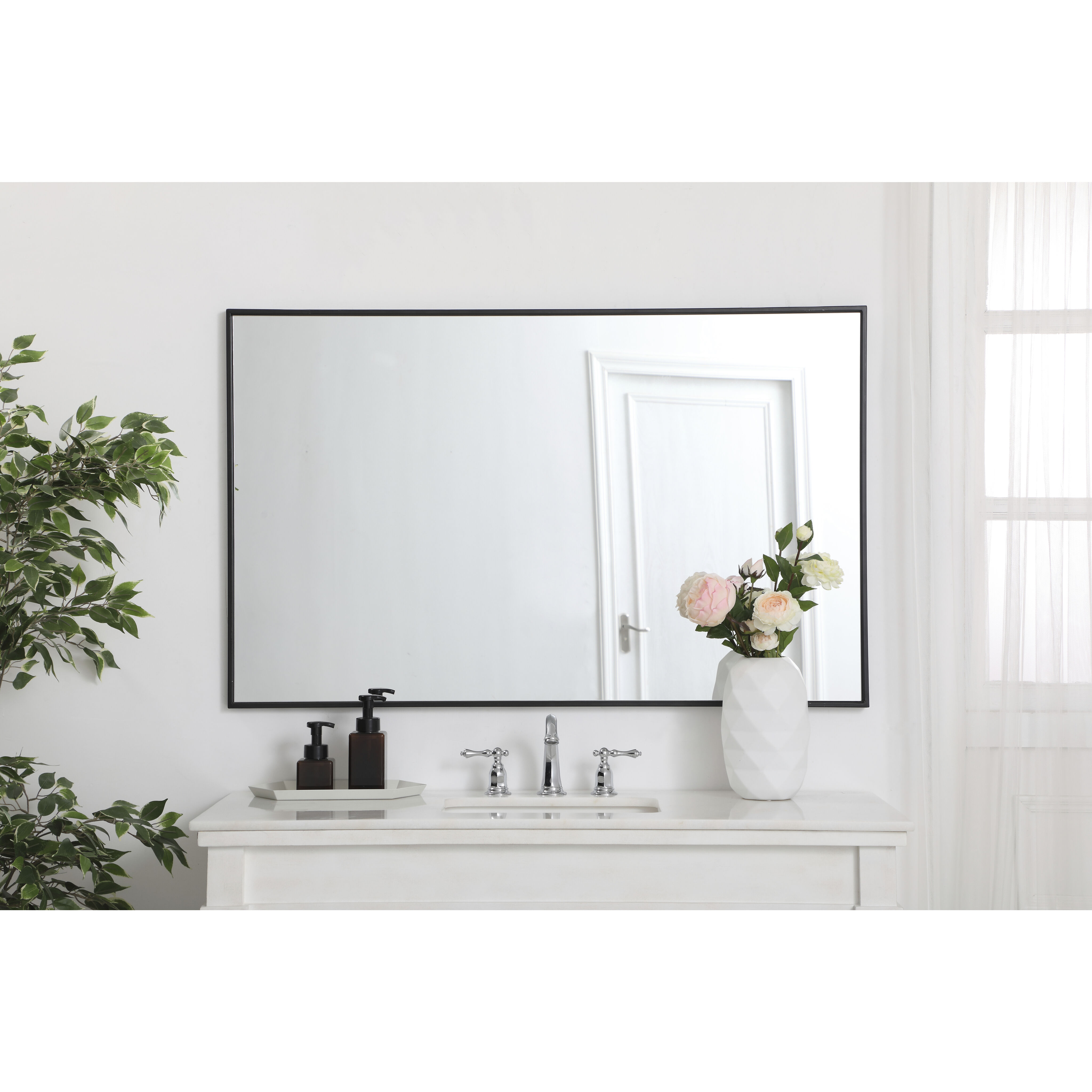 Monet 48 X 30 inch Black Wall Mirror