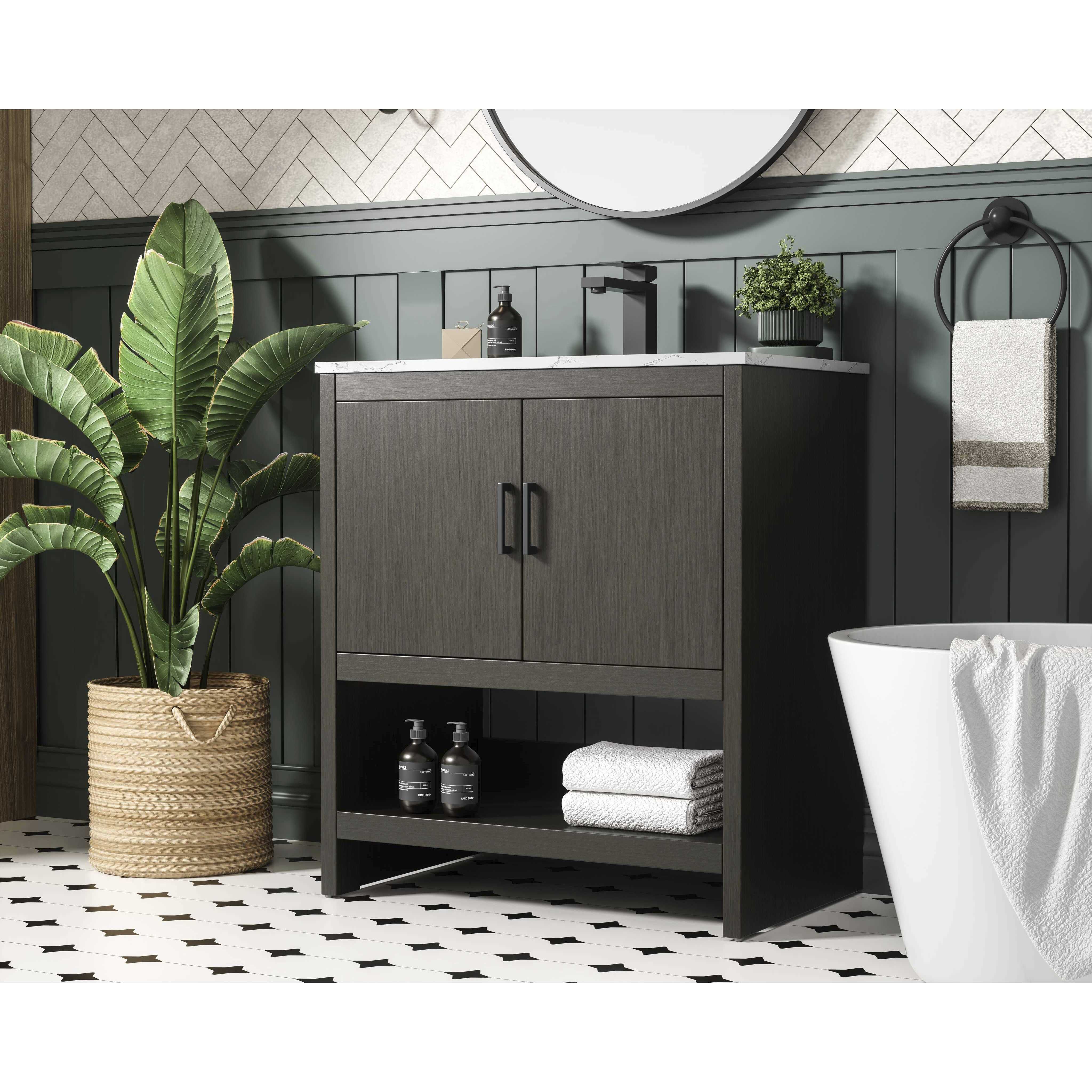 Ira 30 X 34 inch Mocha Brown Bathroom Vanity Cabinet