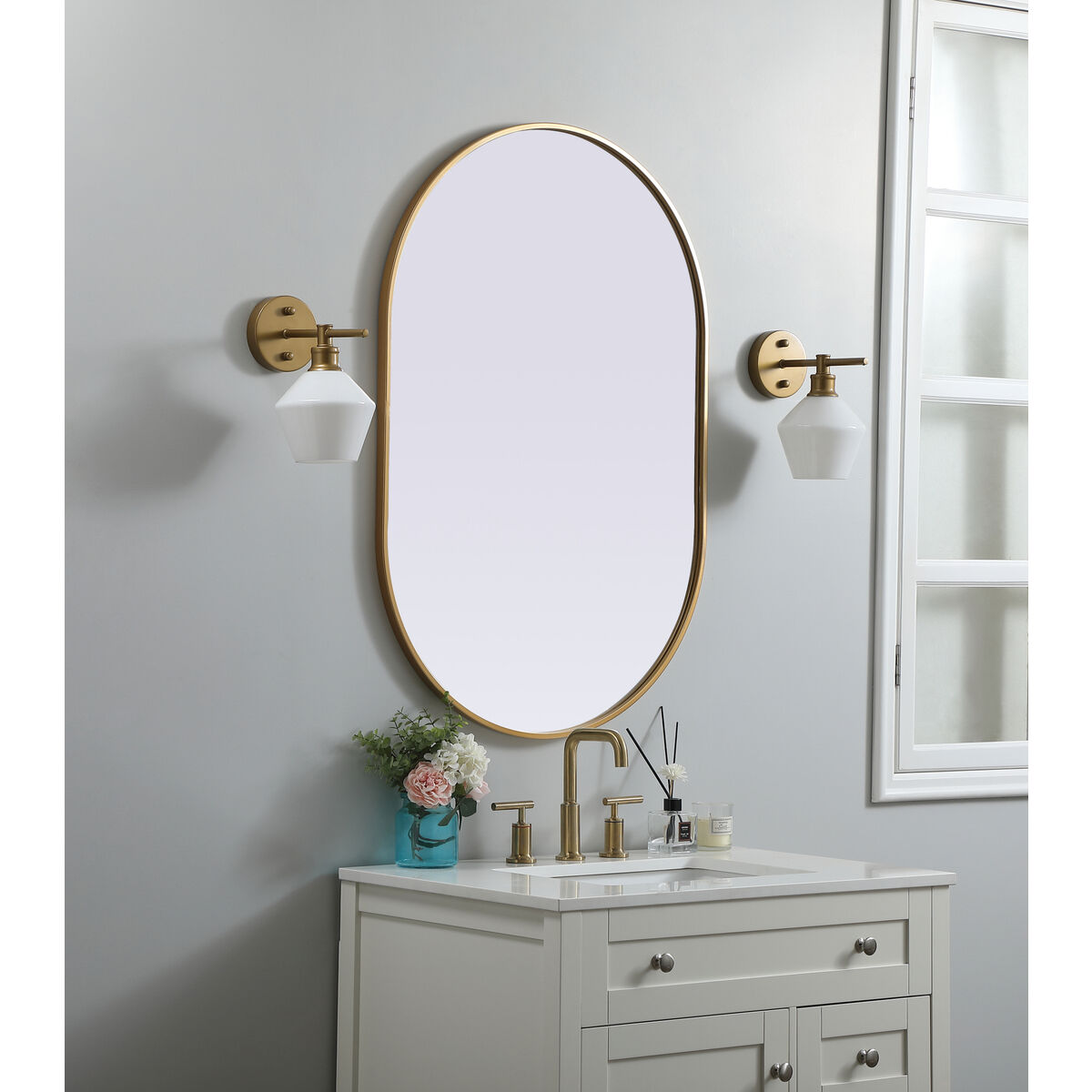 Asha 40 X 27 inch Brass Mirror in 27 x 40