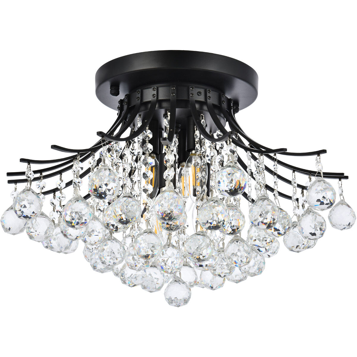 Toureg 6 Light 19 inch Black and Clear Flush Mount Ceiling Light in Royal Cut