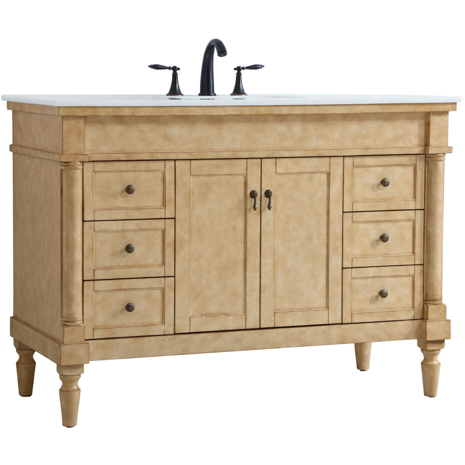 Lexington 48 X 21.5 X 35 inch Antique Beige Vanity Sink Set