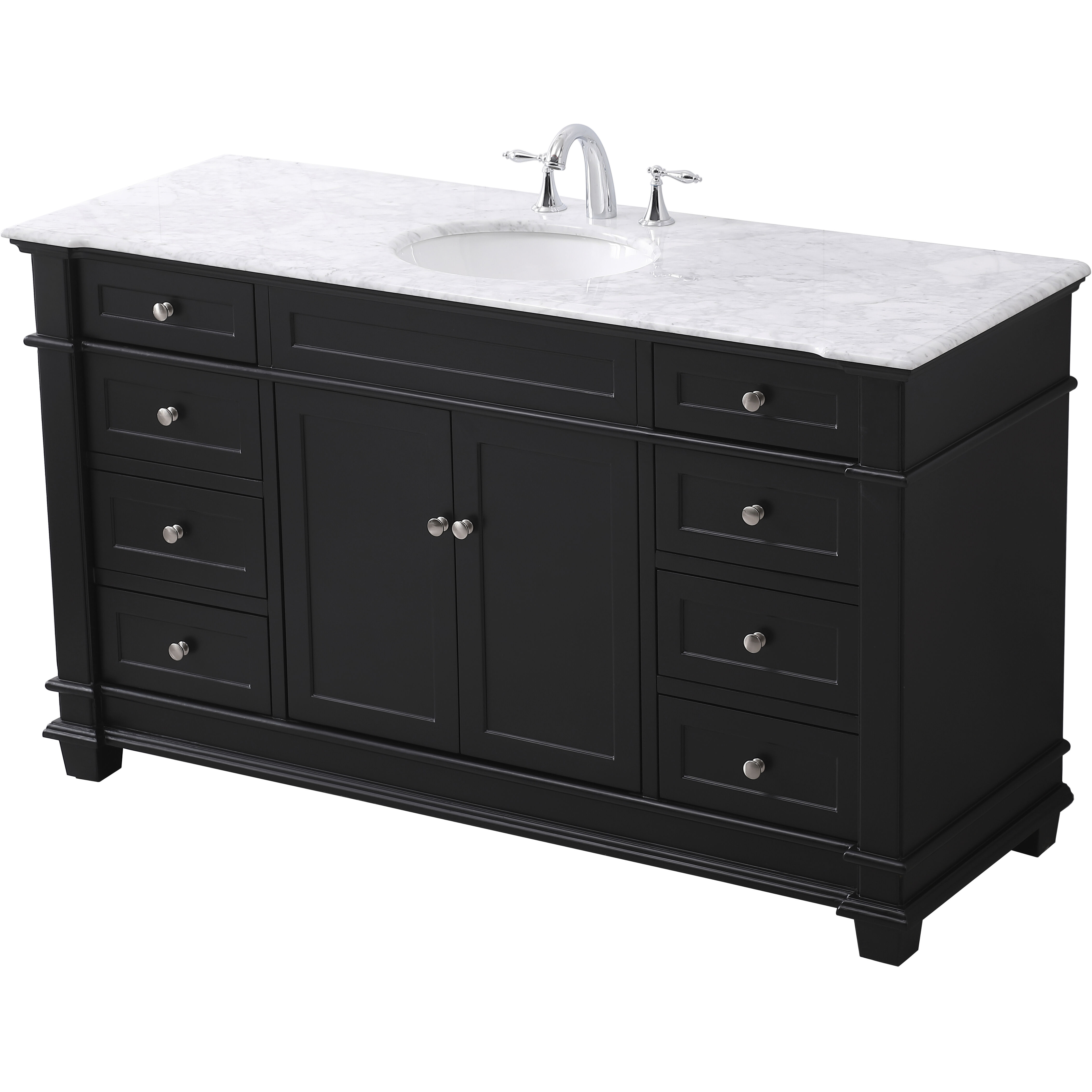 Wesley 60 X 22 X 35 inch Black Vanity Sink Set