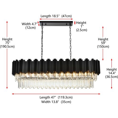 Willow 12 Light 14 inch Black Chandelier Ceiling Light