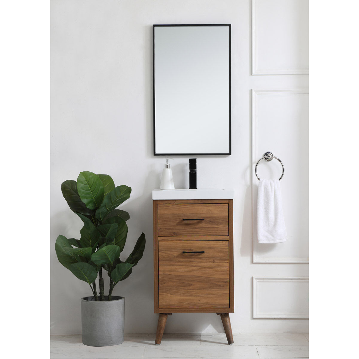 Boise 18.11 X 18.11 X 33.46 inch Walnut Brown and Black Vanity Sink Set