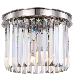 Sydney 3 Light 12 inch Polished nickel Flush Mount Ceiling Light in Clear, Urban Classic