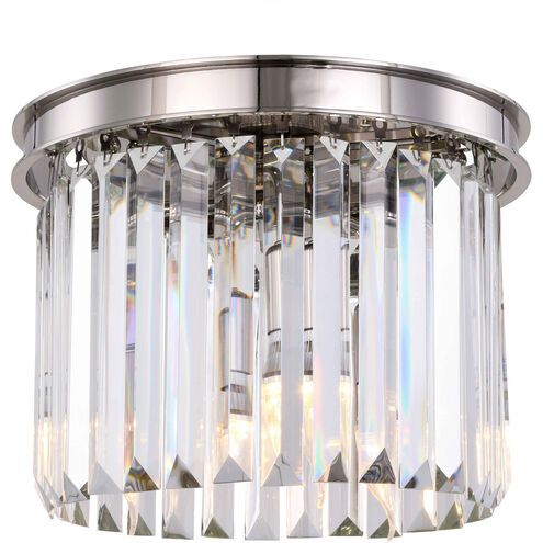 Sydney 3 Light 12 inch Polished nickel Flush Mount Ceiling Light in Clear, Urban Classic