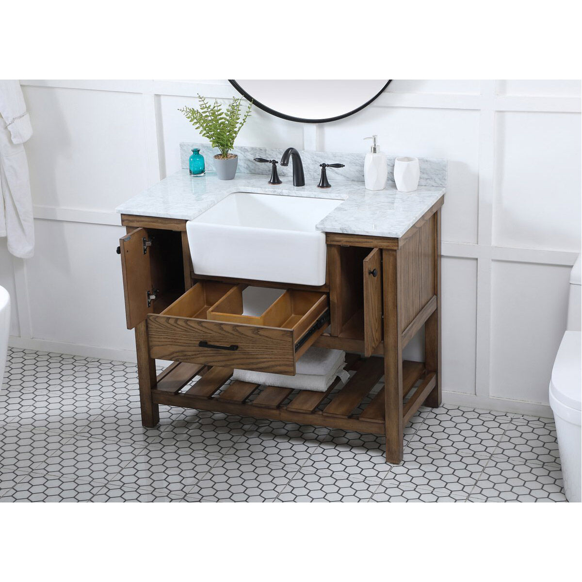 Clement 42 X 22 X 34.13 inch Driftwood Bathroom Vanity Cabinet
