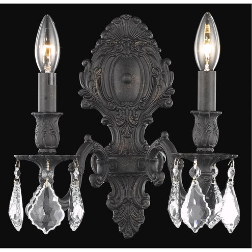 Monarch 2 Light 10 inch Dark Bronze Wall Sconce Wall Light in Clear, Royal Cut