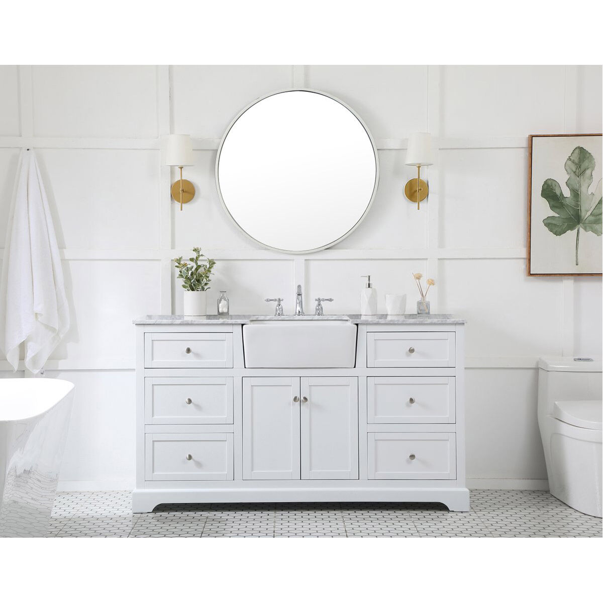 Franklin 60 X 22 X 35 inch White Bathroom Vanity Cabinet