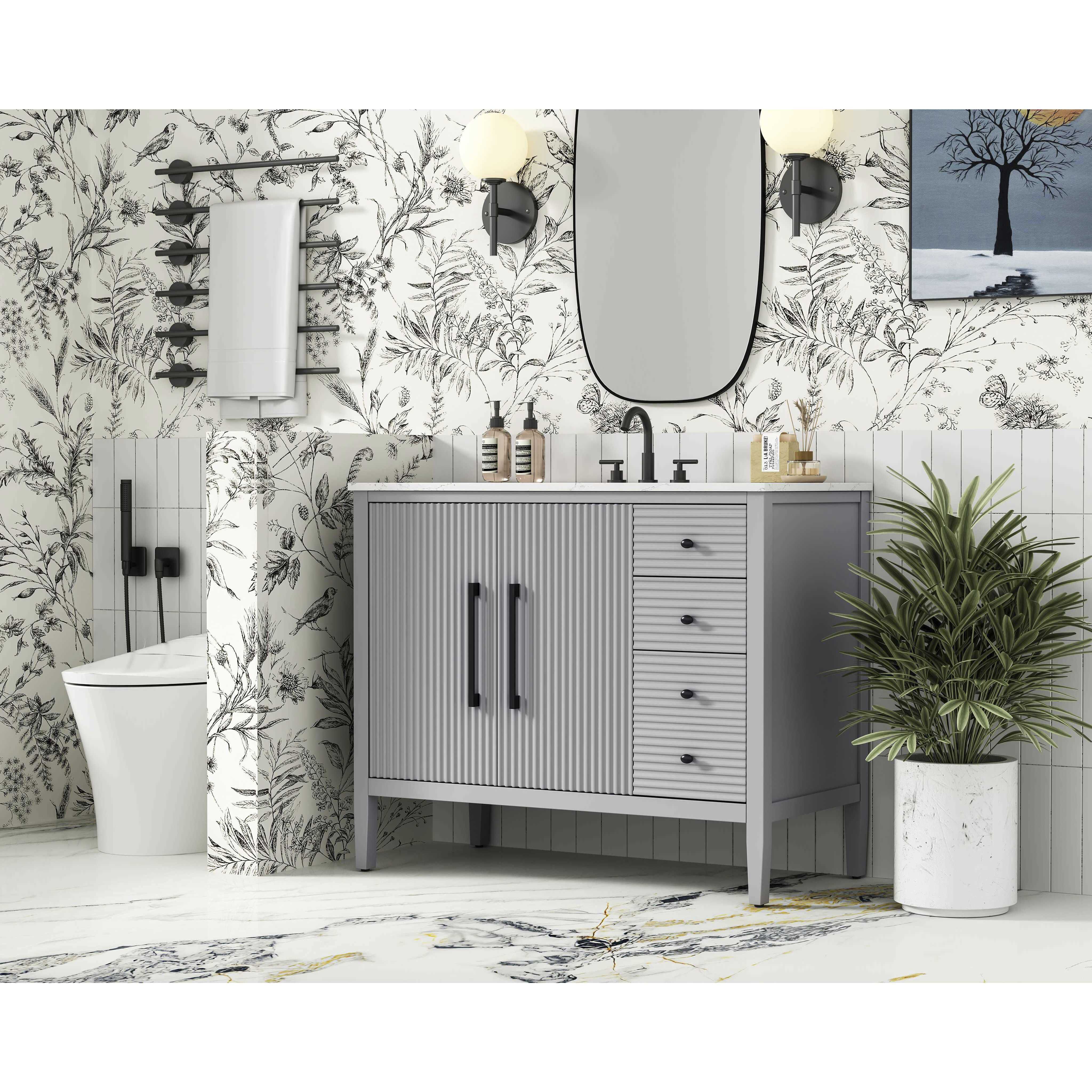 Blakely 42 X 34 inch Grey Bathroom Vanity Cabinet