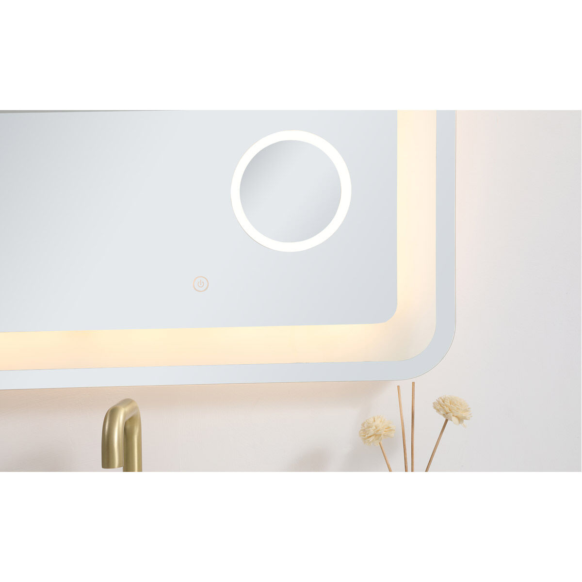 Lux 30 X 30 inch Glossy White Lighted Wall Mirror