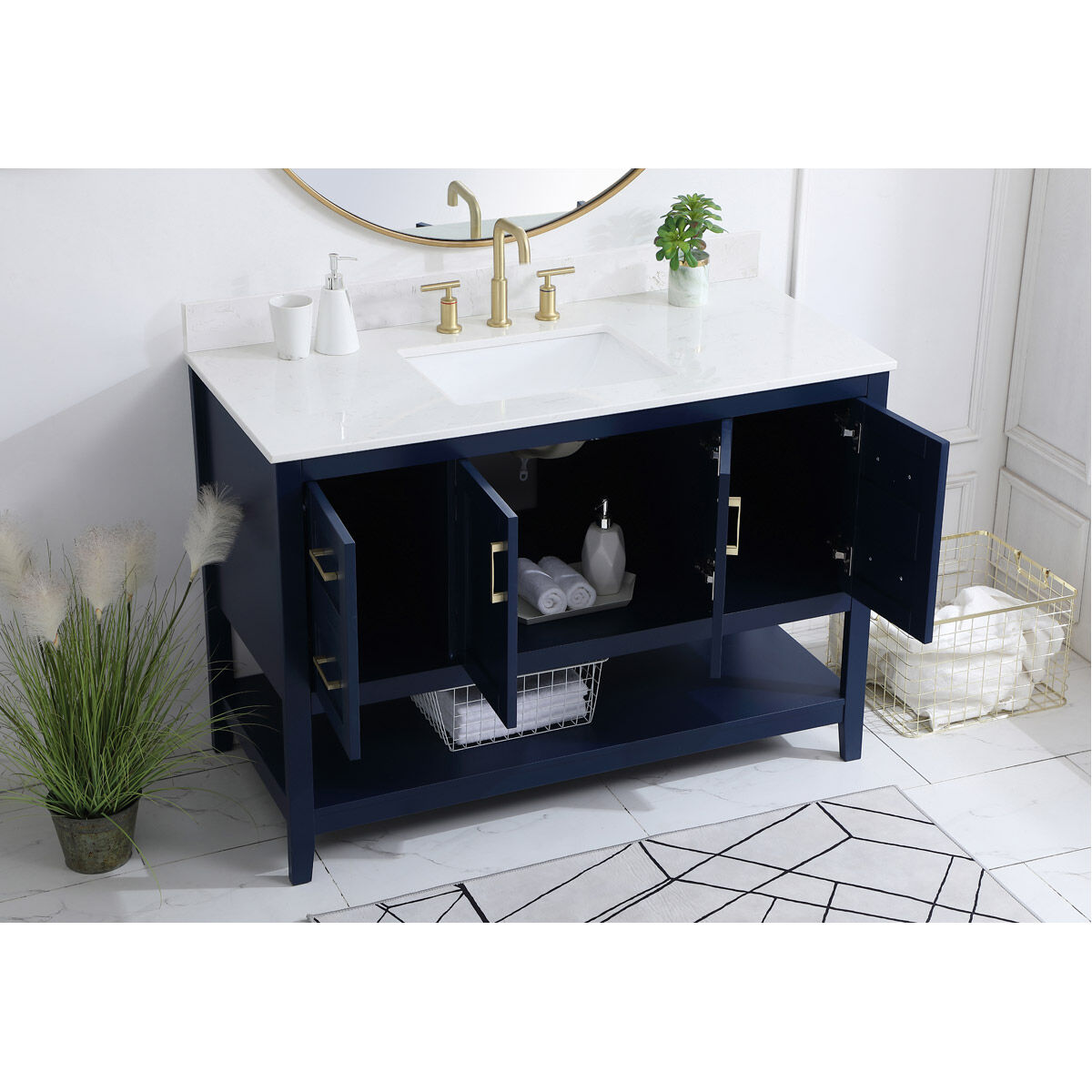 Aubrey 48 X 22 X 34 inch Blue Vanity Sink Set
