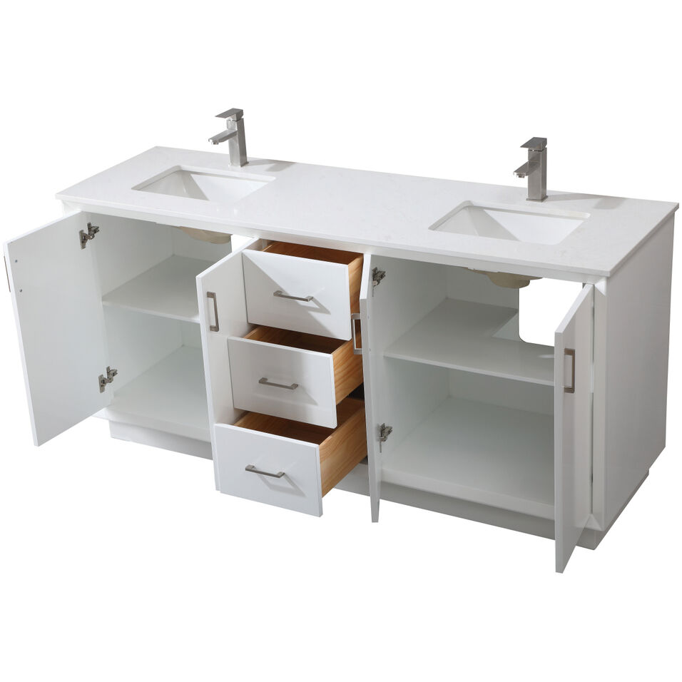 Hayes 72 X 22 X 35 inch White Vanity Sink Set