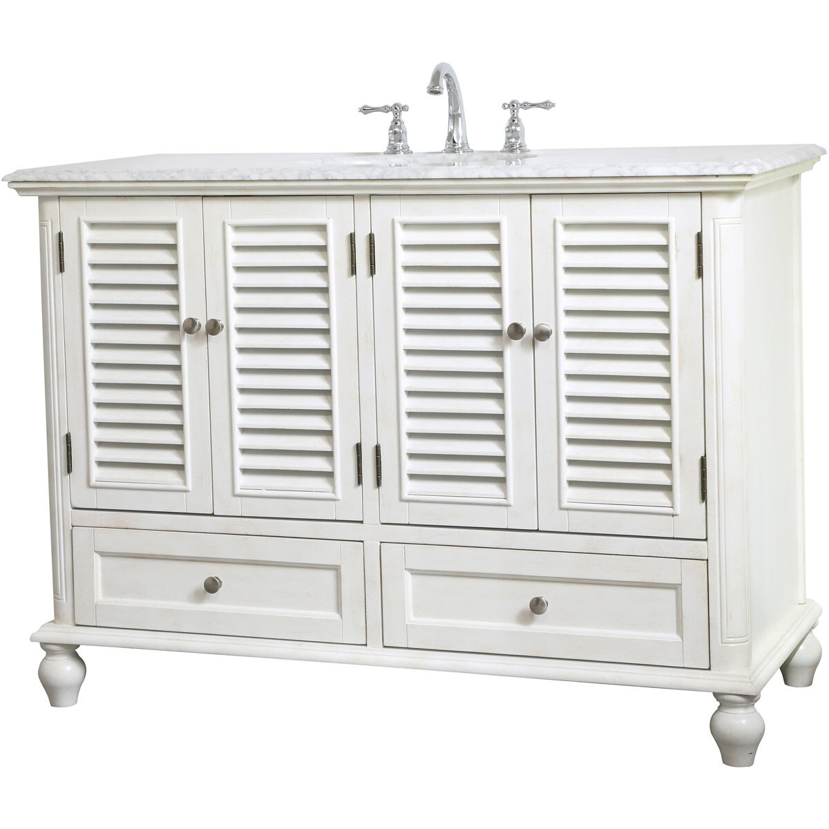 Rhodes 48 X 48 X 35 inch Antique White and Brushed Nickel Vanity Sink Set
