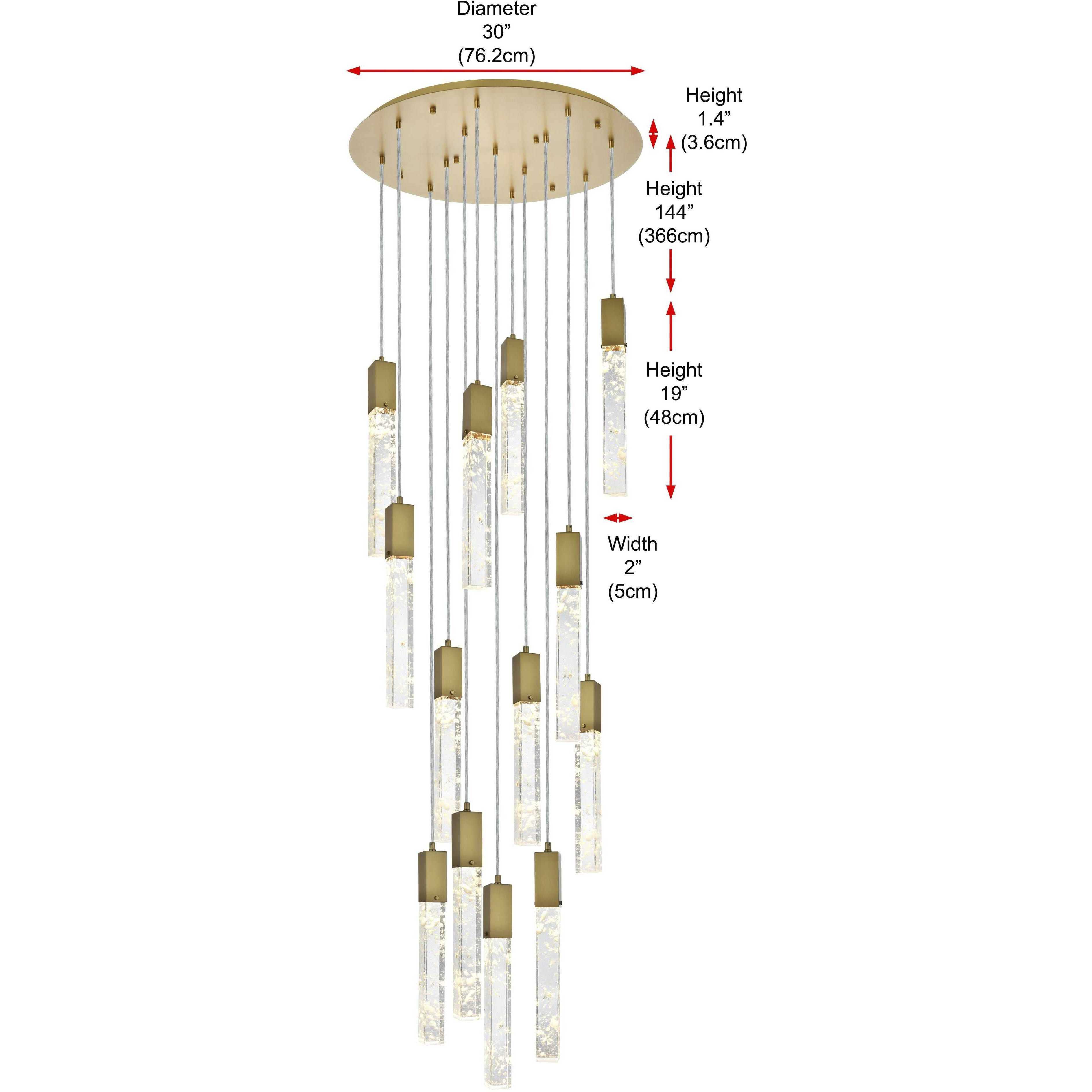 Aurora 13 Light 30 inch Satin Gold Chandelier Ceiling Light