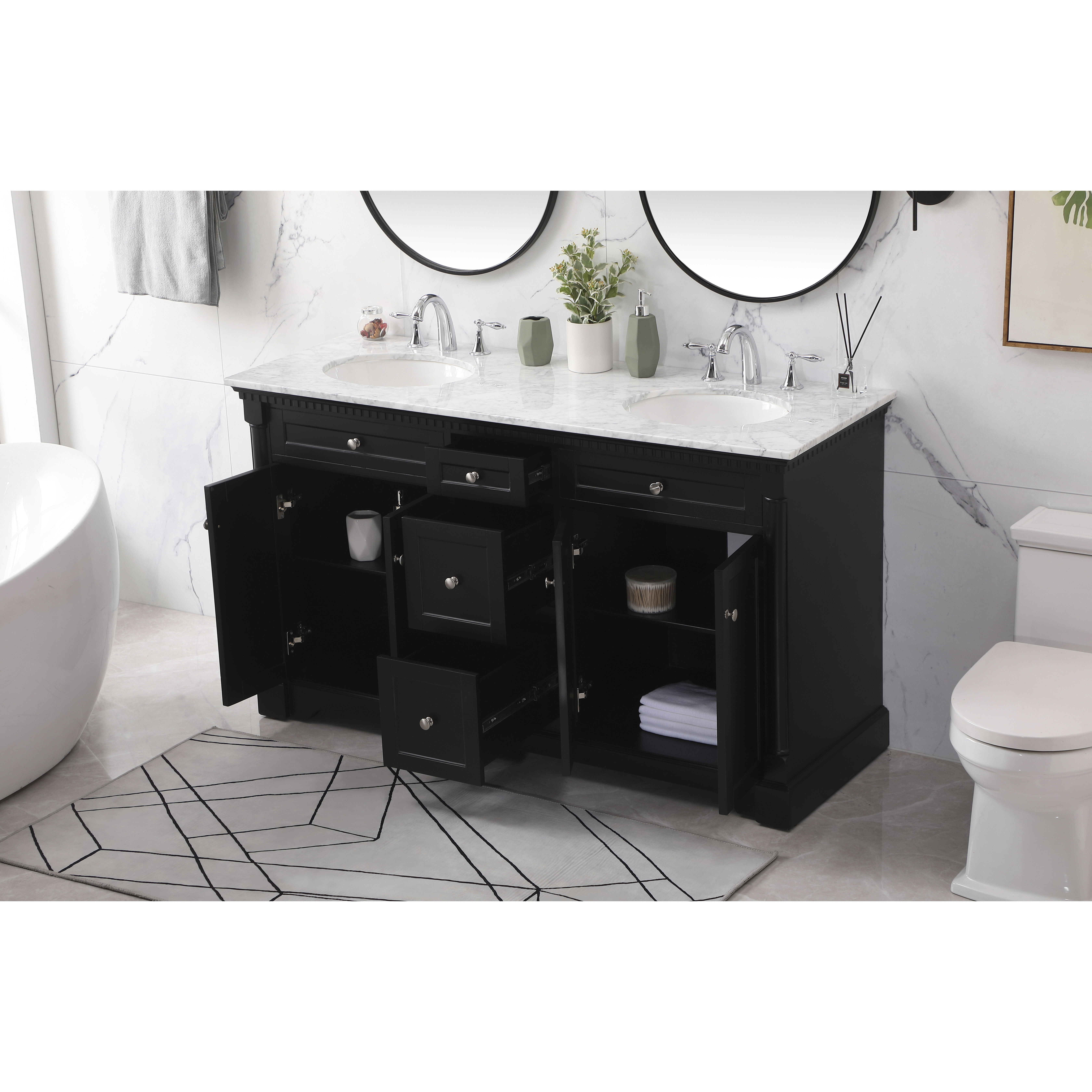 Clarence 60 X 22 X 35 inch Black Vanity Sink Set