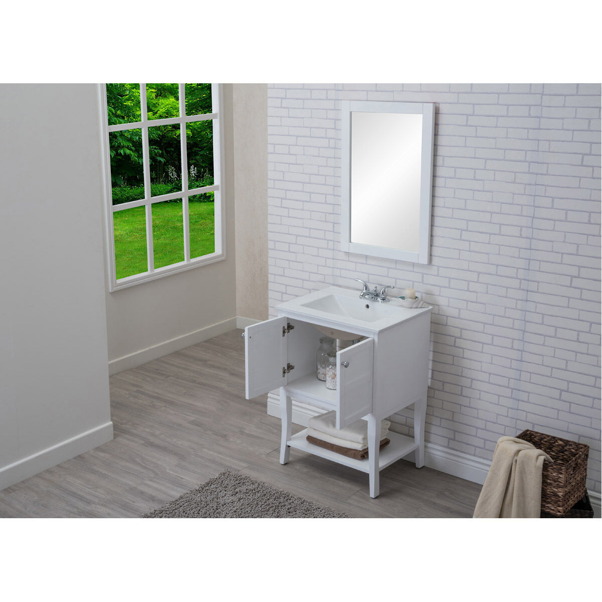 Mason 24 X 33 inch White and Chrome Vanity Set