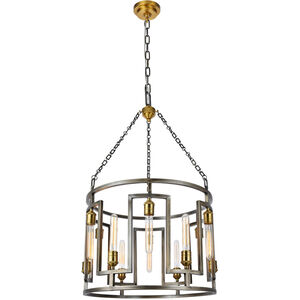 Fontana 12 Light 24 inch Vintage Nickel and Electroplated Brass Chandelier Ceiling Light, Urban Classic