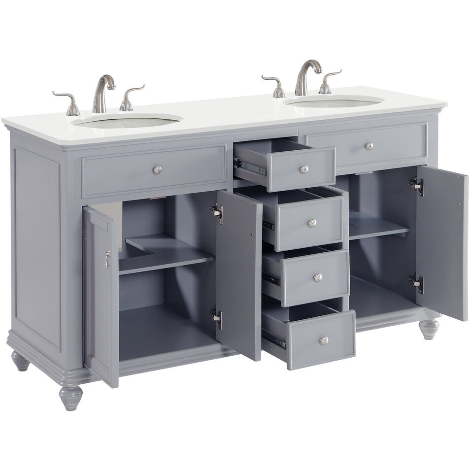 Otto 60 X 21 X 35 inch Grey Vanity Sink Set