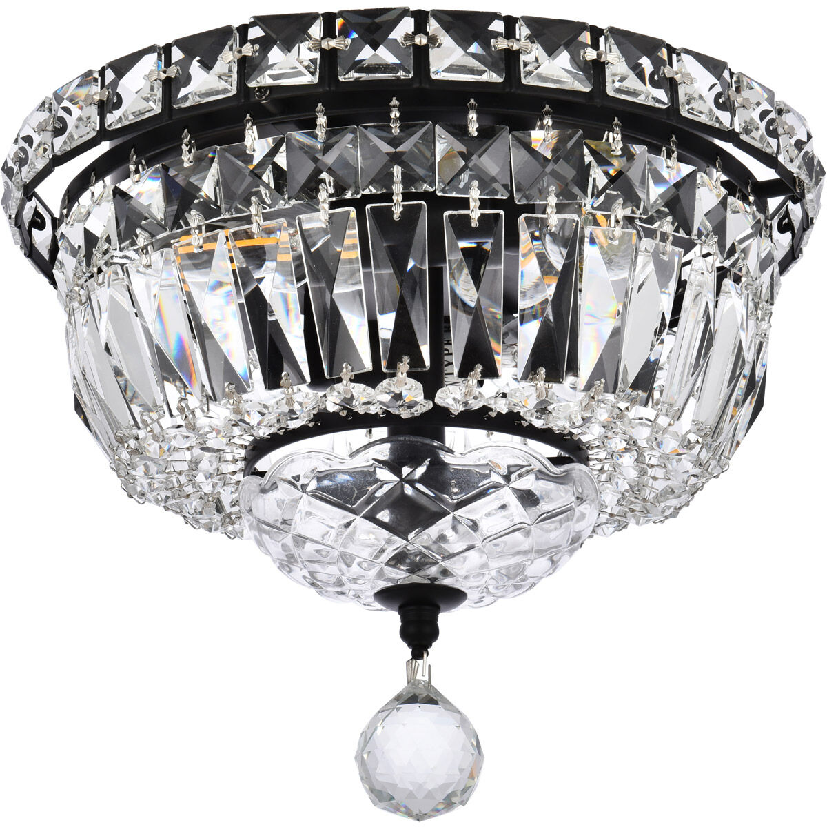 Tranquil 4 Light 10 inch Black and Clear Flush Mount Ceiling Light