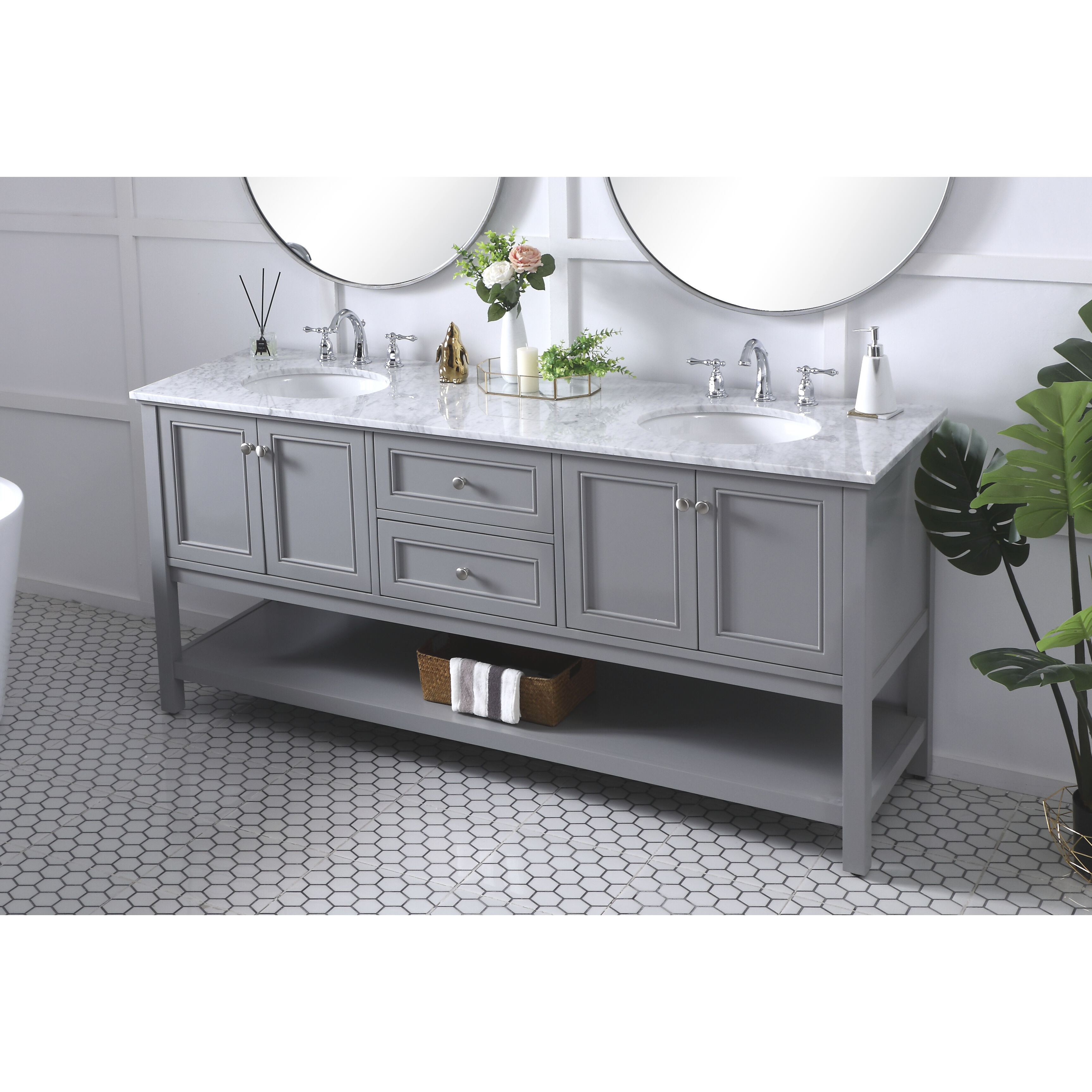Metropolis 72 X 22 X 34 inch Grey Vanity Sink Set