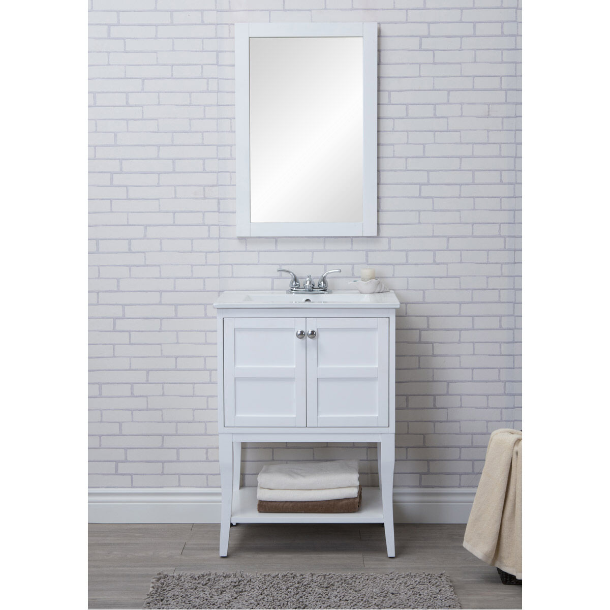 Mason 24 X 33 inch White and Chrome Vanity Set